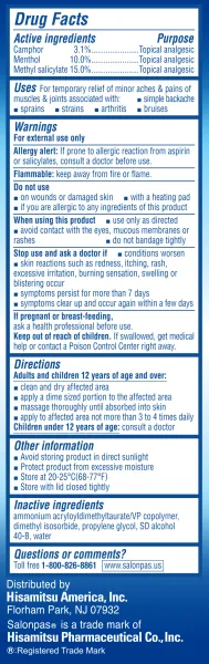 Salonpas® DEEP Relieving Gel – back side of box