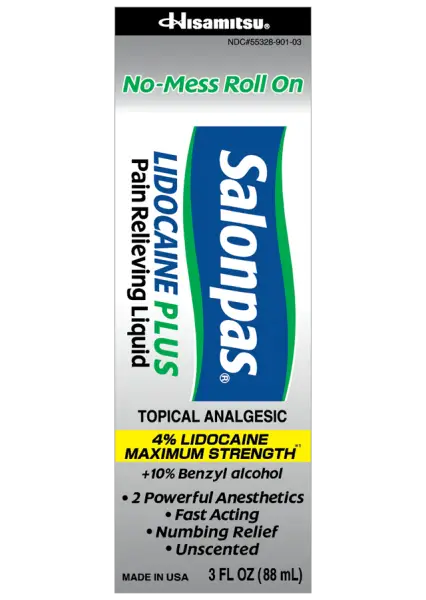 Salonpas® LIDOCAINE PLUS Pain Relieving Liquid Roll On box