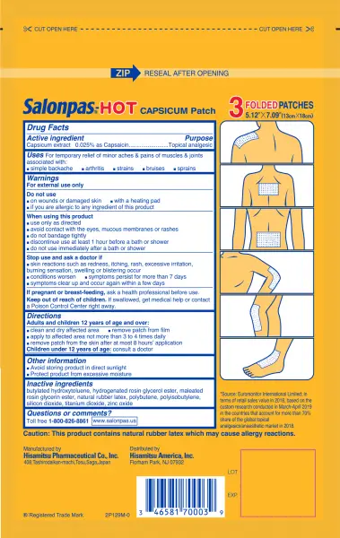Salonpas® HOT Drug Facts Label