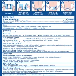 Salonpas® Pain Relieving Gel-Patch HOT – back side of box