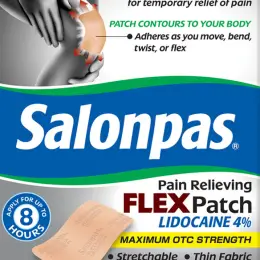 Salonpas® Pain Relieving FLEX Patch LIDOCAINE 4% – front side of box