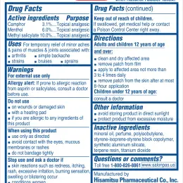 Salonpas® Pain Relieving Patch Drug Facts Label