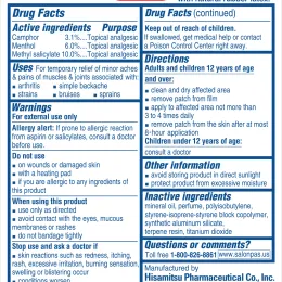 Salonpas® Pain Relieving Patch Drug Facts Label